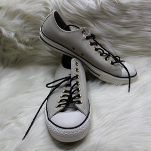 light grey leather converse